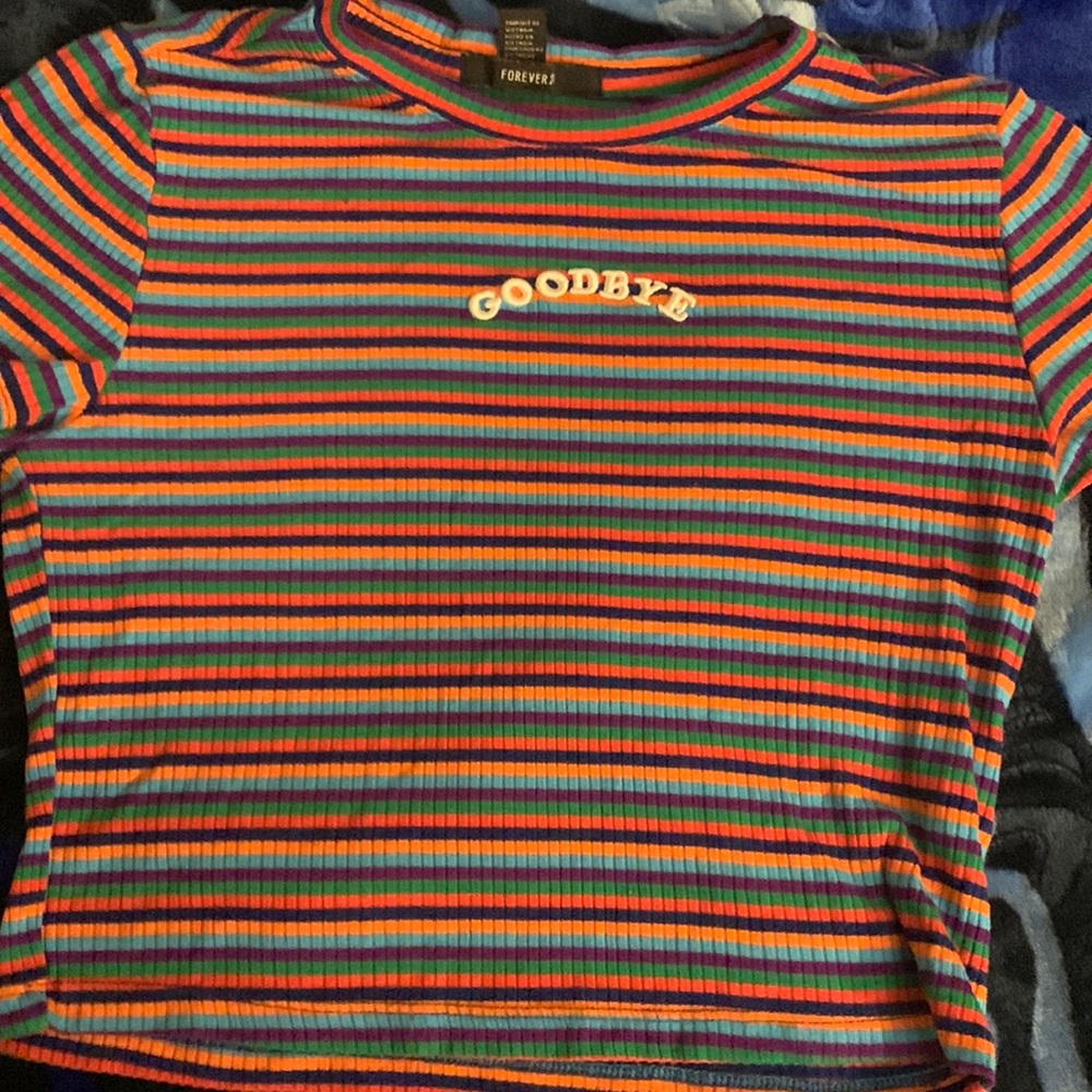 Rainbow shirt with text from forever 21
